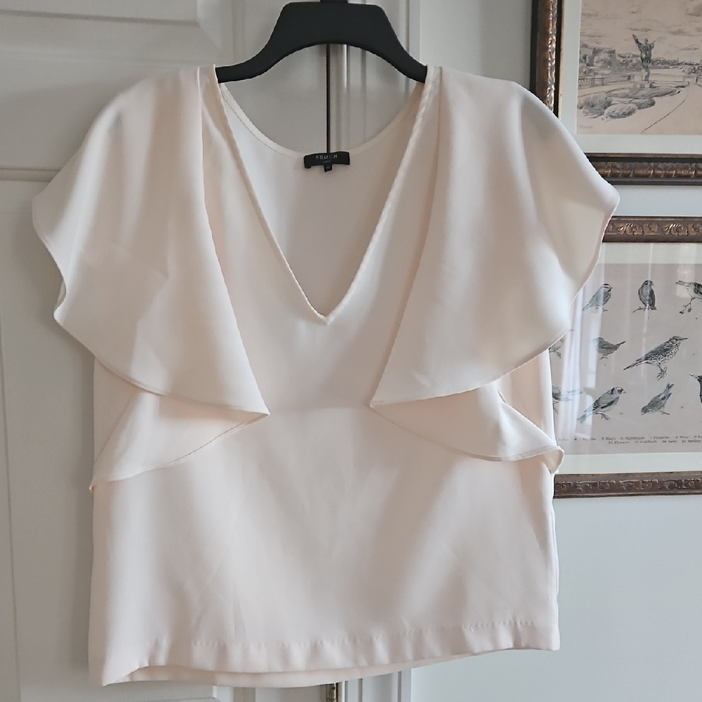 FRNCH Cream V-Neck Blouse